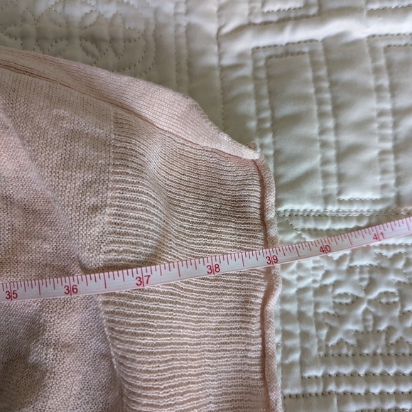 DONNA KARAN Soft Pink Feminine Open Front Long Lined Linen Cardigan Size Medium - Picture 9 of 11